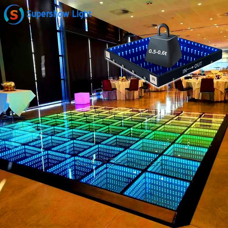 Supershow Magnetic 3d mirror wedding led video dance floor remote control interactive led dance floor for event party