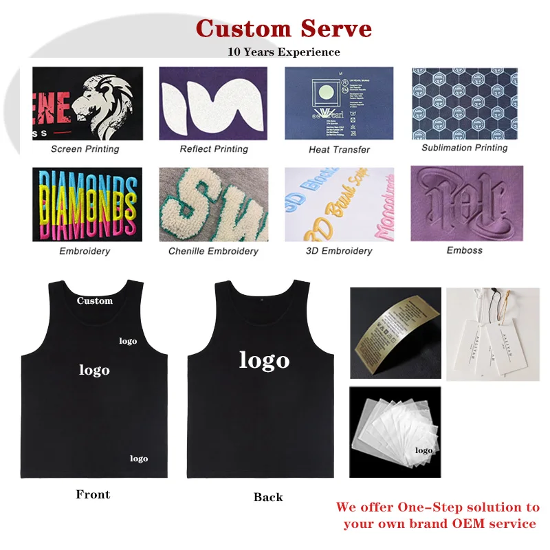 Cheap Loose Tank Tops Unisex Sleeveless T Shirts 100% Cotton Custom White Vest