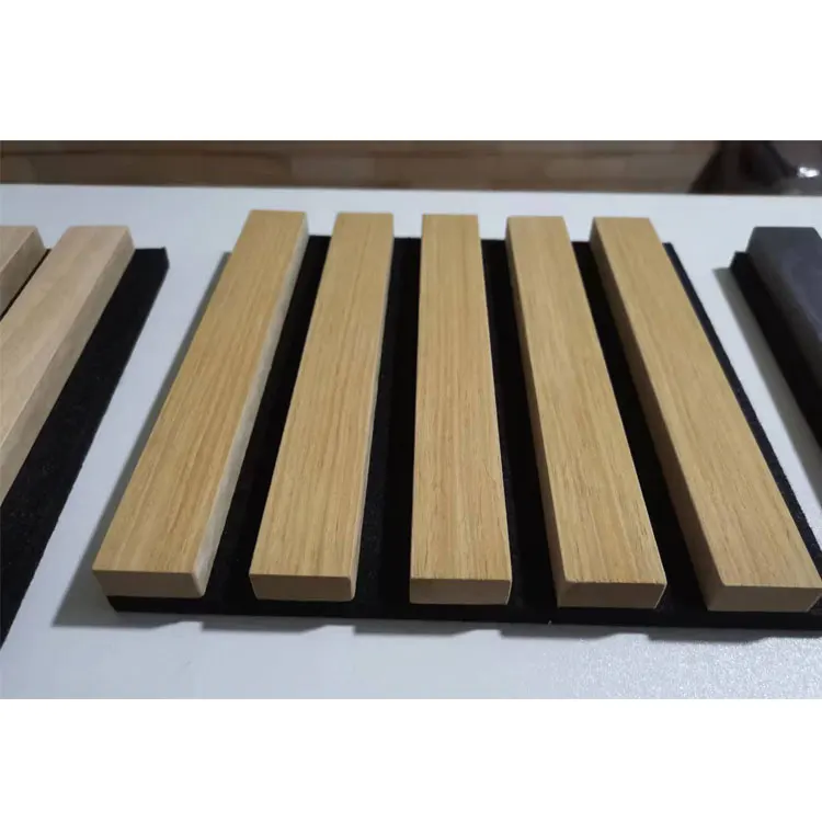 soundproof wooden slats acoustic panels  natural veneer wall panels MDF slats