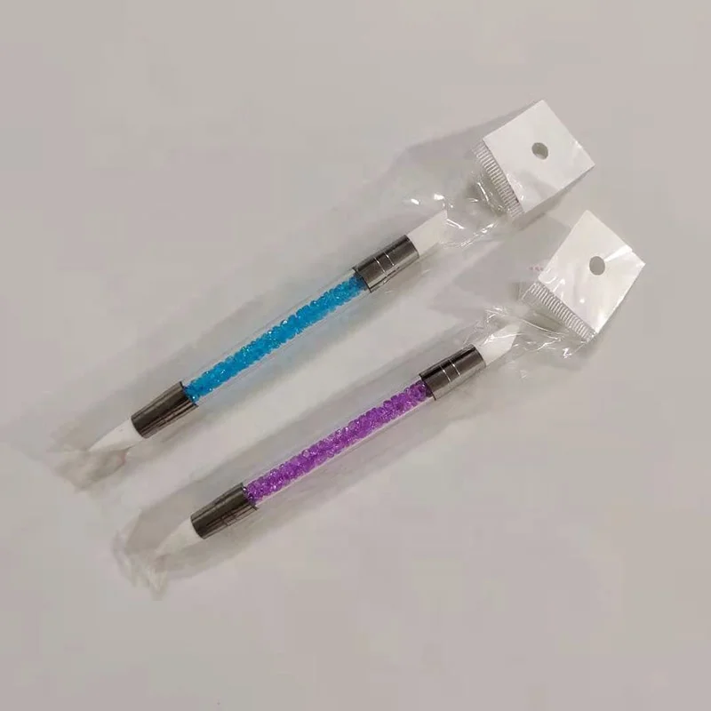 Wholesale two-headed dual tipped nail art silicone pen acrylic rhinestone handle carving brushes sculpture pen