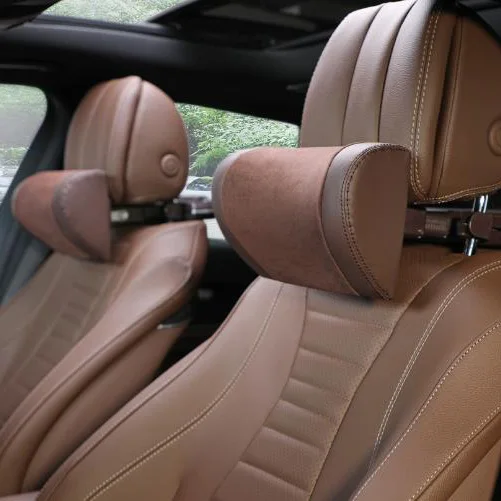 Universal Car Seat Headrest Pillow 25*16*13cm Leather and Suede Auto neck pillow set