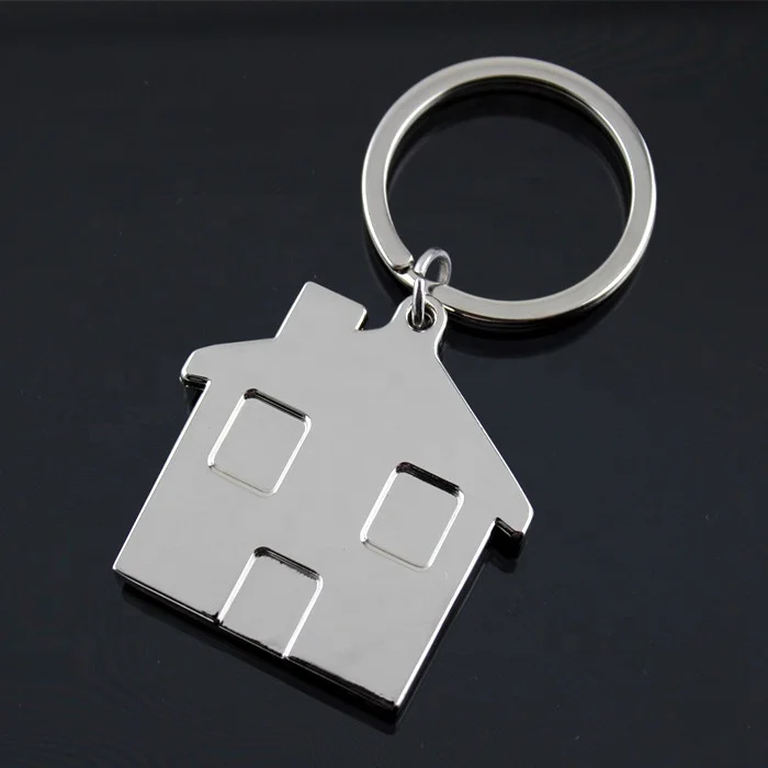 metal house shape key chain for estate advertising keyring