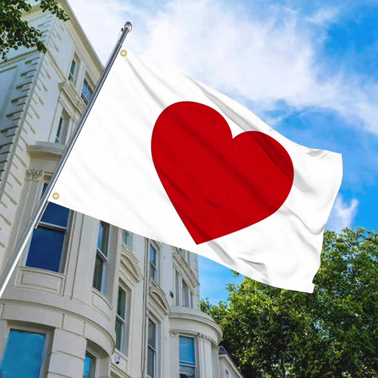 Hot selling custom 3X5 ft 100% polyester double-sided durable indoor and outdoor decoration with brass rings Red Heart Love flag