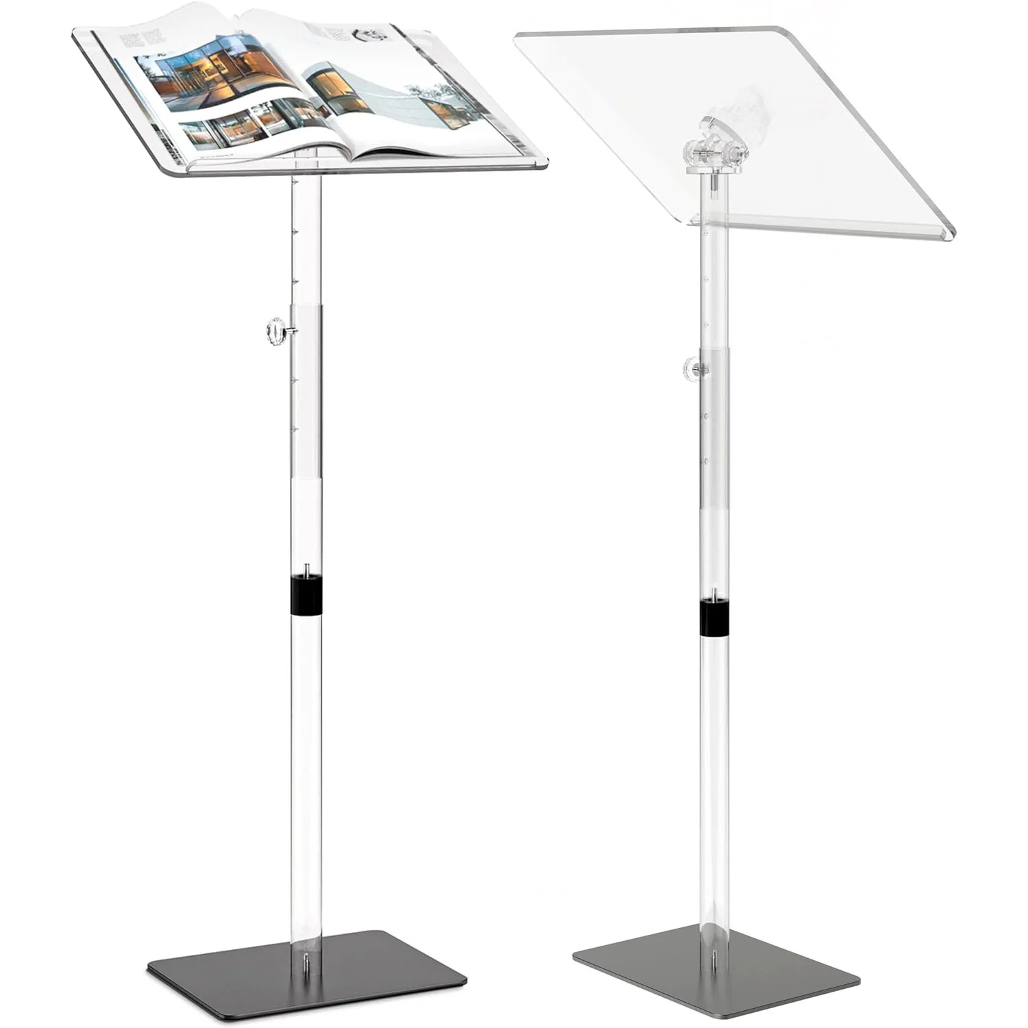 Classic Adjustable Height and Angle Acrylic Podium Stand Portable Church Lectern Pulpit for Classroom Concert Events