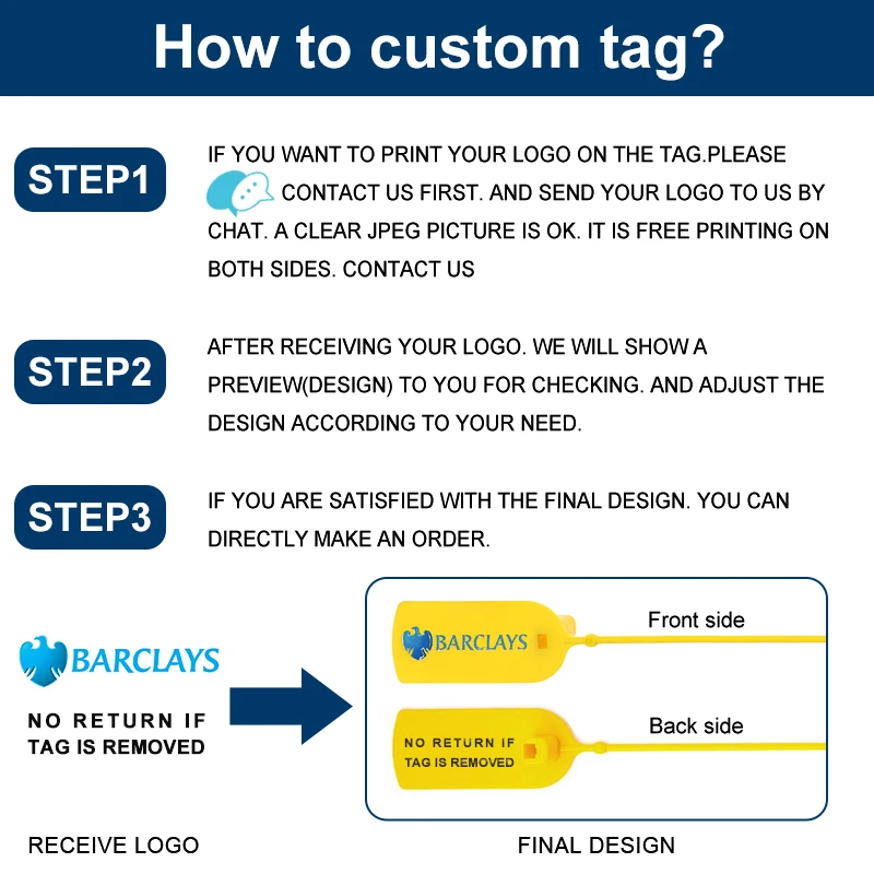 Hot Sale Customizable Hang Tags Seals Tamper Proof Seal for Clothes Plastic Seals Tag