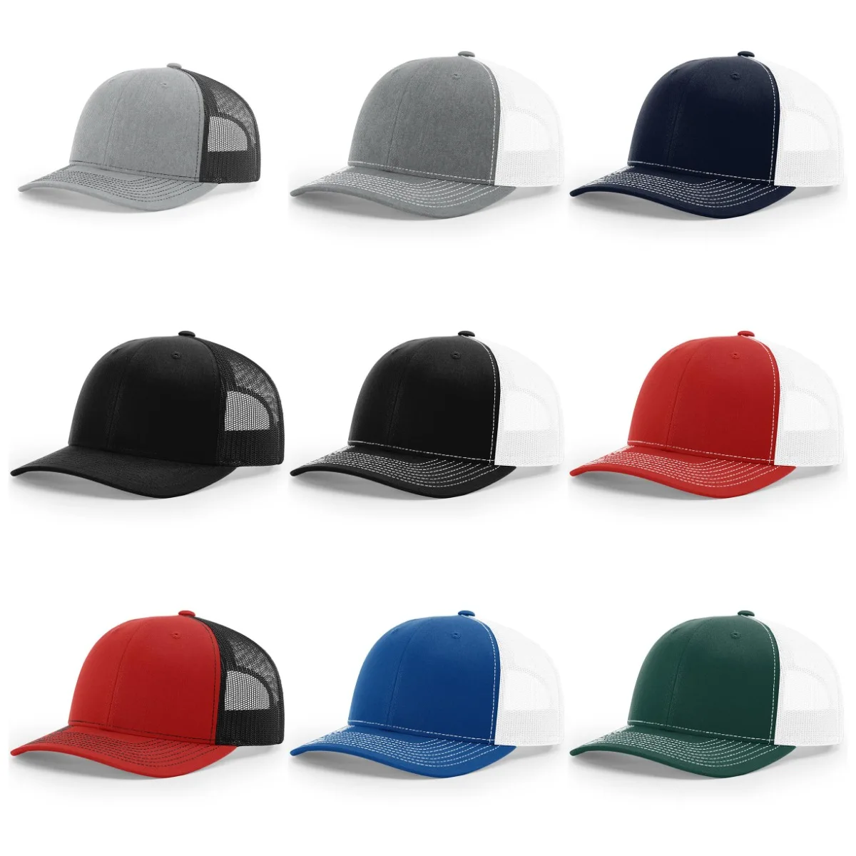 3HN11 Hot sale Outdoor Sports cotton net Back Baseball hats black white Private LOGO richardson 112 trucker hat caps