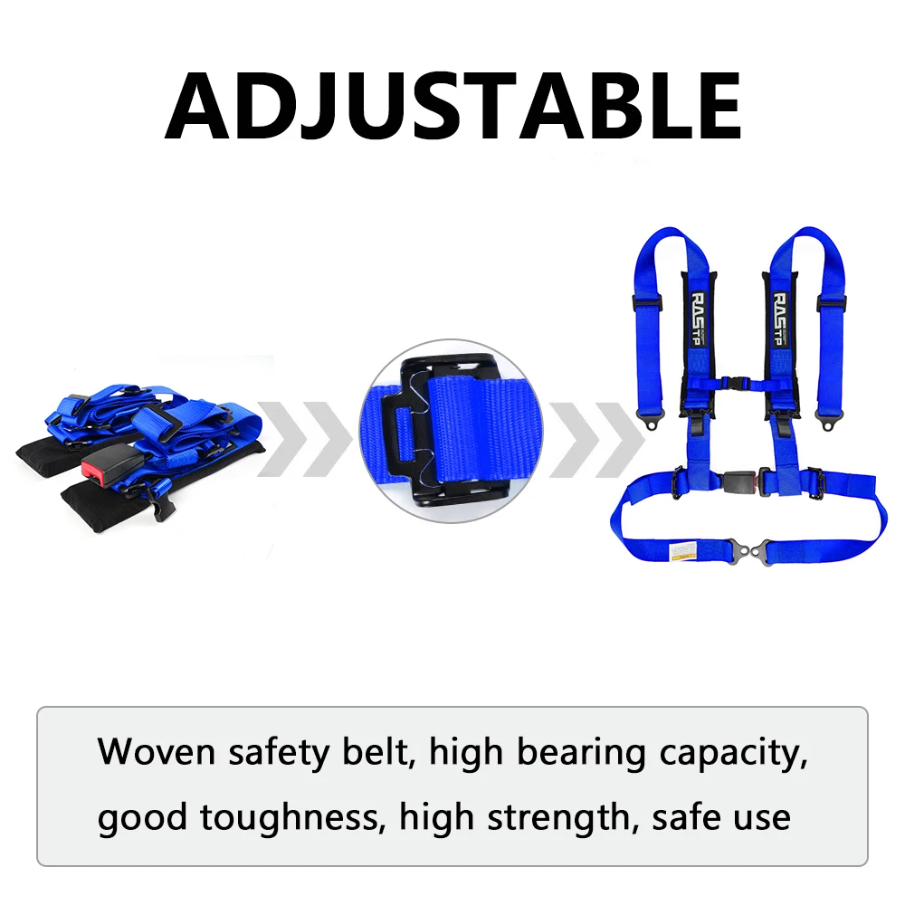 Racing 4 Point Harness Seat Belt with Ultra Comfort Heavy Duty Shoulder  Padding for Universial Racing Car Off-Road