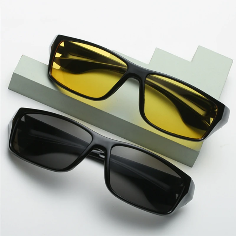 New wholesale riding glasses square unisex uv400 polarized sports outdoor night vision sunglasses in stock
