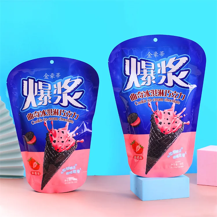 Chocolate Flavor Strawberry Flavor 68g Popped Ice Cream Cone Stick Ice Cream Cone