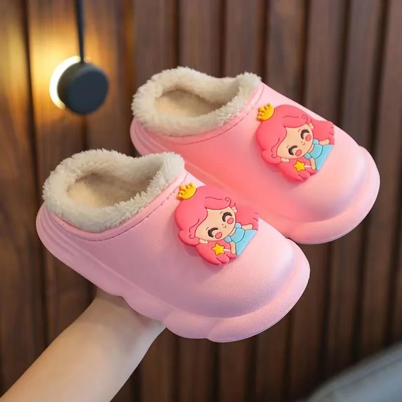 autumn and winter indoor and outdoor non-slip baby plush shoes soft bottom warm cotton slippers