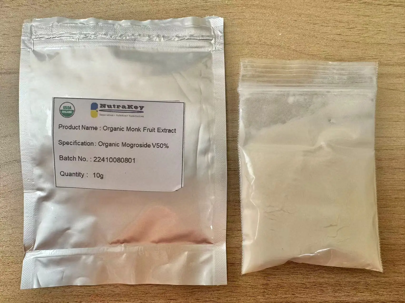 USDA Organic Sweetener for White Colour Drinks Natural Monk Fruit Sweetener Mogroside V50% Powder Plant Extract Zero Carlories