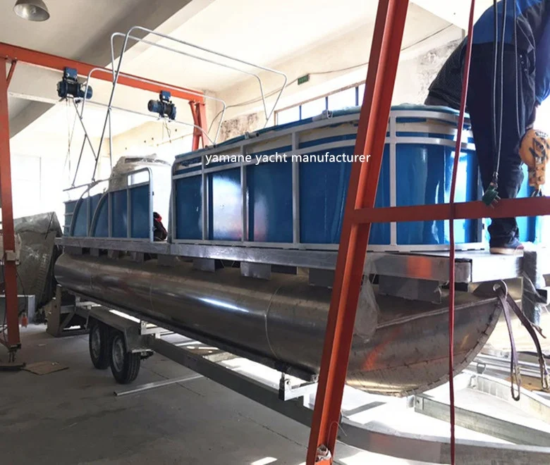 25Ft New Model Welding Aluminum Alloy Pontoon Boat For Tourism And Fishing