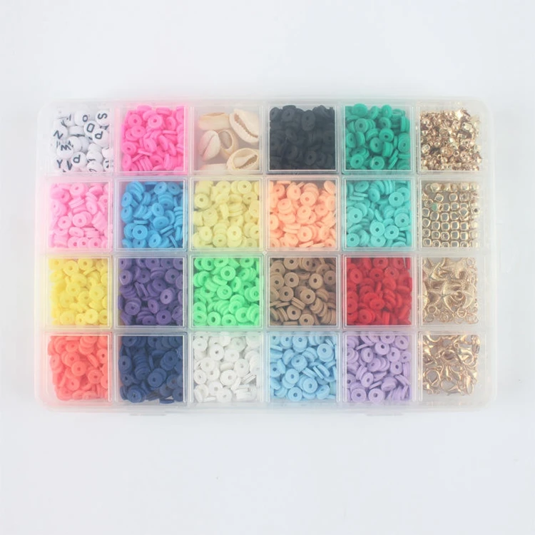 Customized round flat polymer clay beads bracelet making kit polymer clay beads for jewelry making