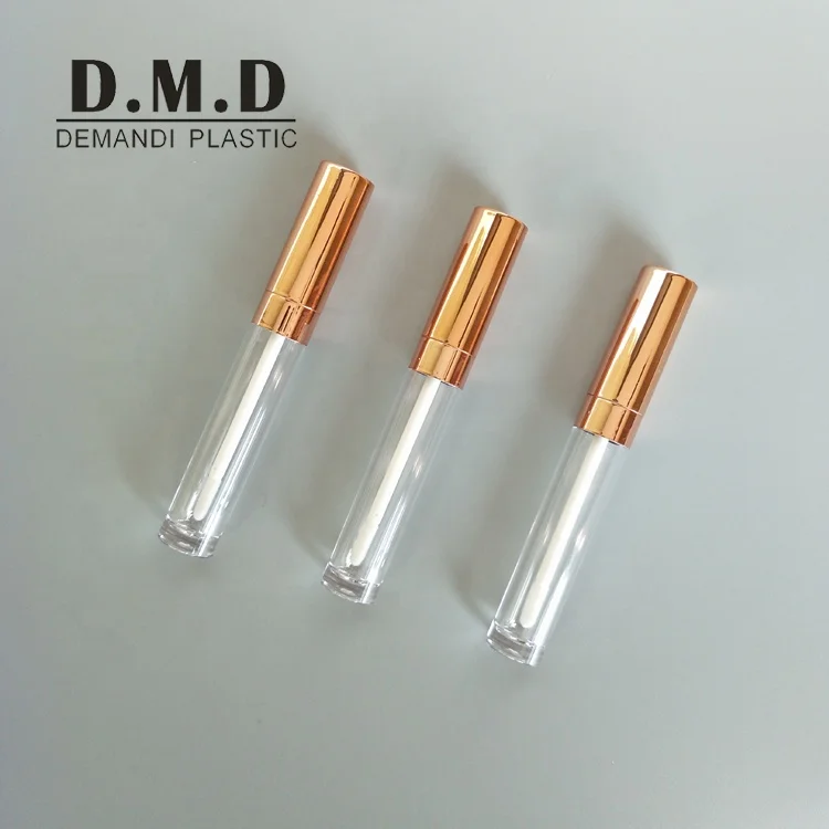 Custom logo 5ml 5 ml Rose gold lipgloss container empty lip gloss tube with rose gold top