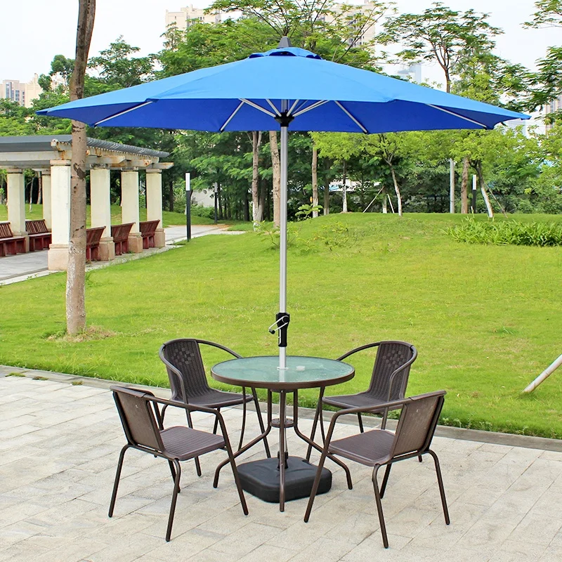 Cheap cafe and restaurant furniture folding dining table and chair with umbrella patio outdoor dining set garden furniture