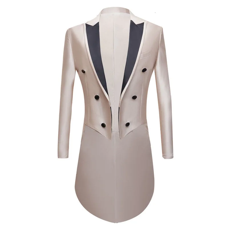 
PYJTRL Gentlemen Shiny Yellow Champagne Burgundy Purple White Wedding Groom Tuxedo Blazers Stage Singers Prom Tailcoat Costume 