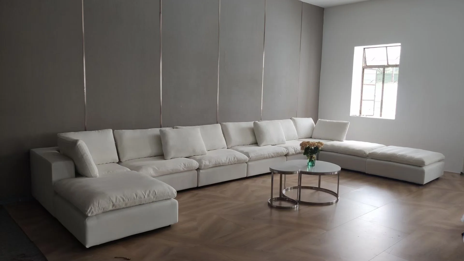 Italian luxury home sectional cloud couched sofa set modern white modular sectional couch