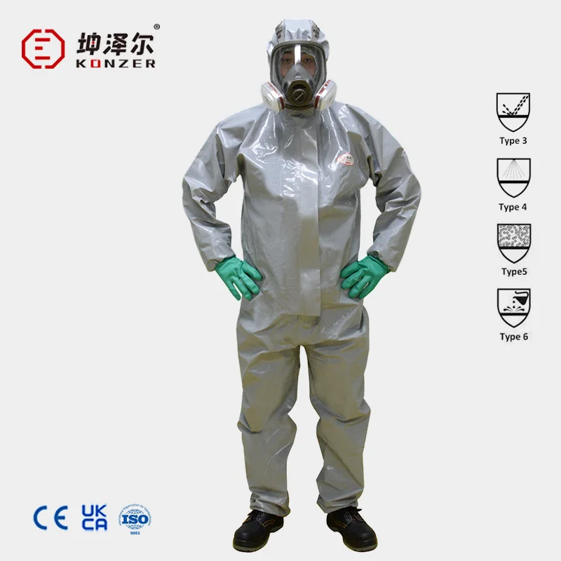 Type 3b anti 60% nitric acid and 30% hydrochloric acid  heavy chemical disposable protective coverall