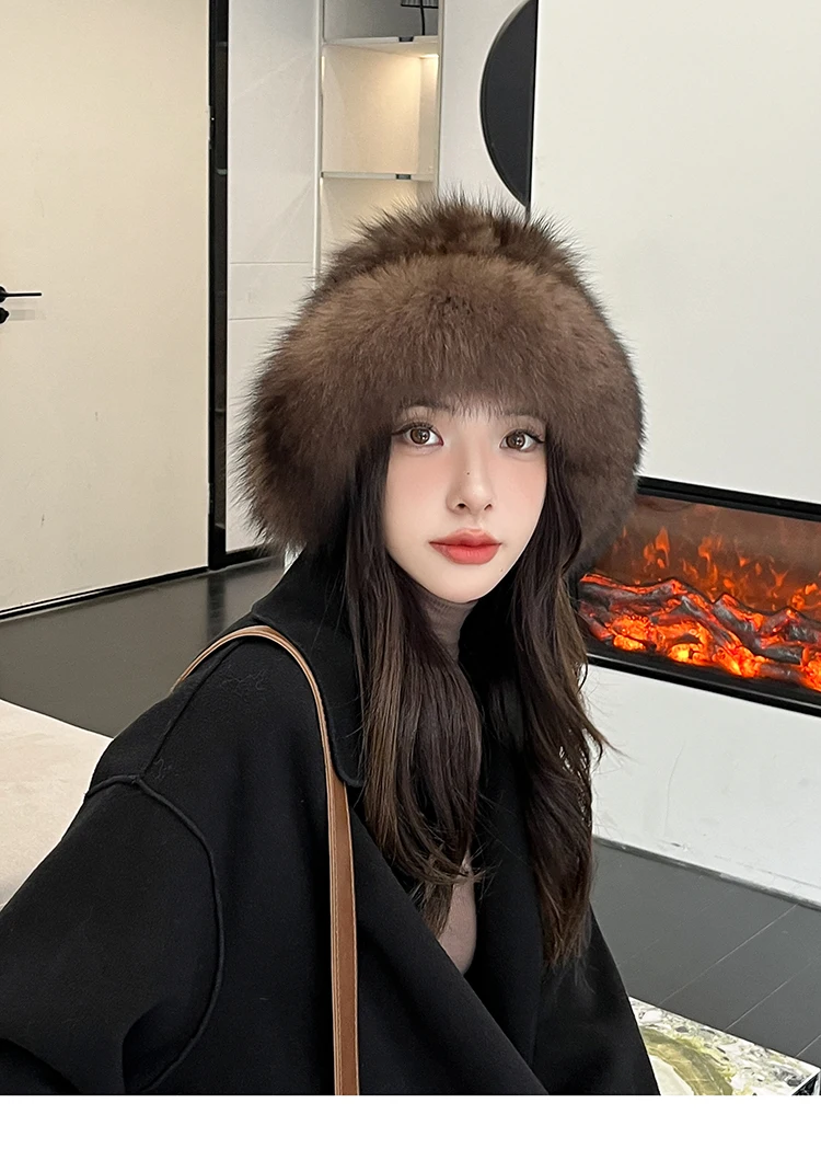 2024 Women New Collection Luxury Real Sable Fur Hat Ladies Winter Genuine Mink Fur Cap