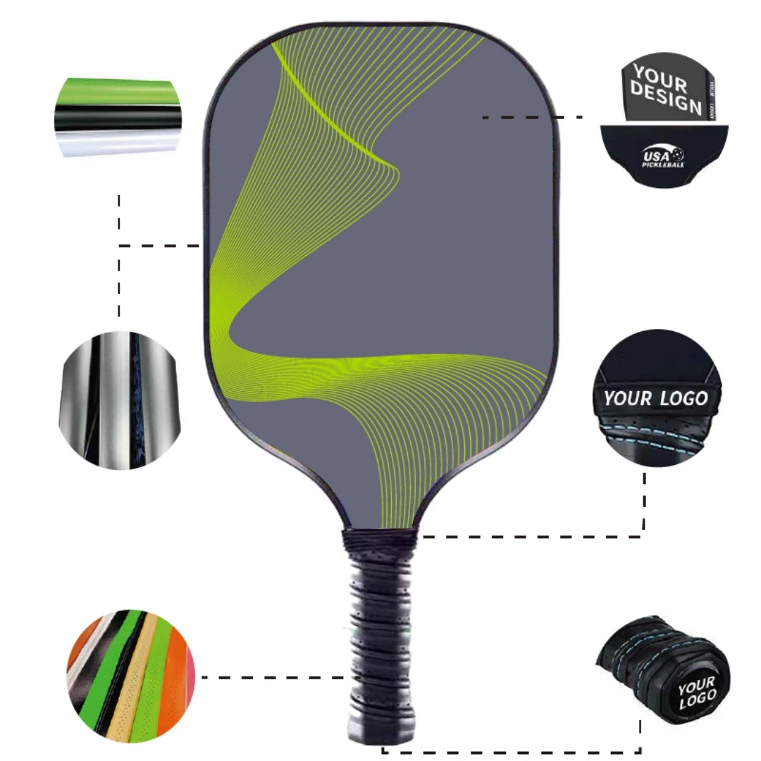 High quality outdoor sports rackets Custom 3-layer 2 Rackets 4 Balls 1 Storage Bag Carbon Fiber Pickleball Paddle Set