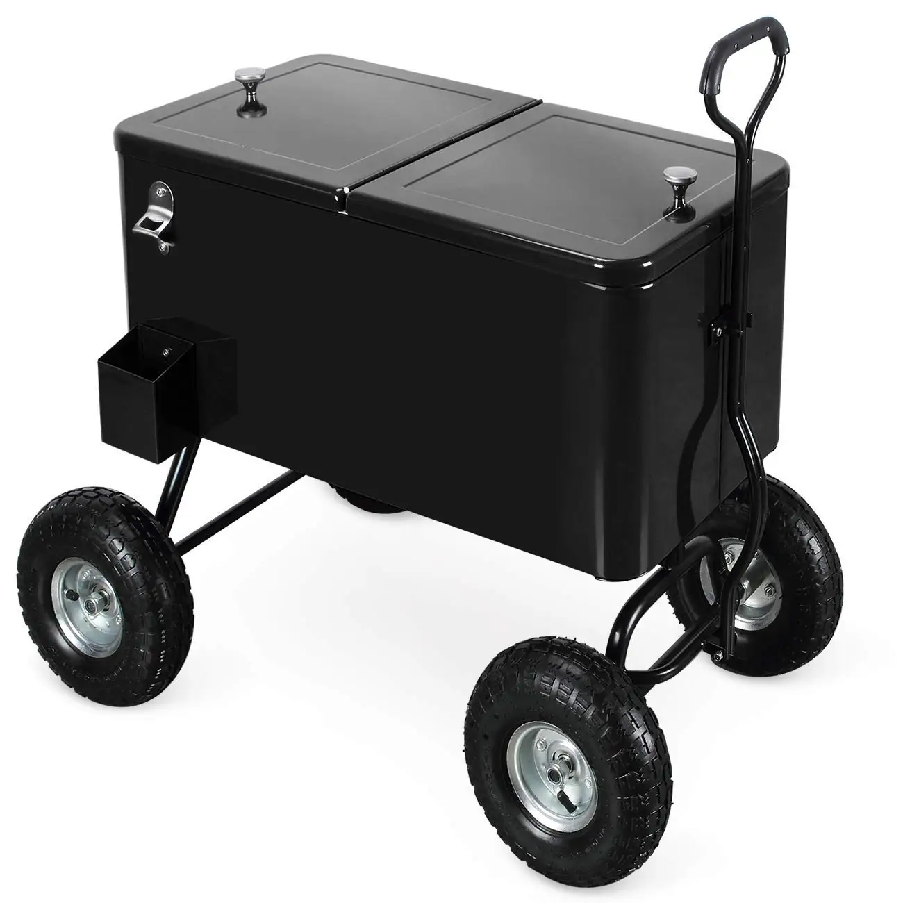 80QT rattan  Cooler Cart With 10 Inch Inflatable Wheels