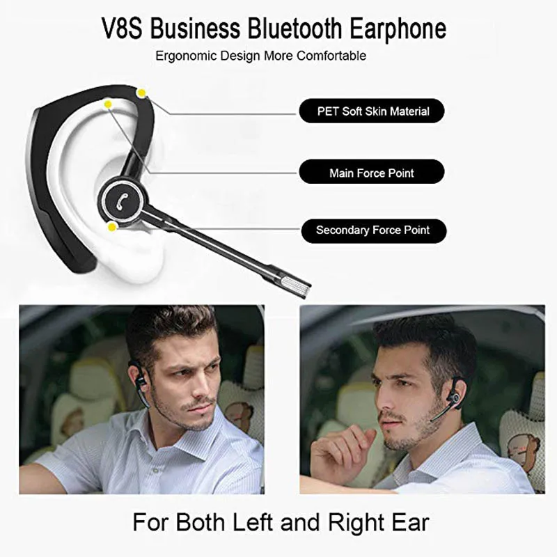
V8 V9 Stereo Smart BT4.1 Earphone Business Wireless Headset Ear-hook Headphones with Mic For phones 