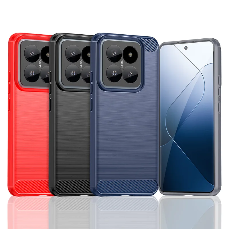 Hot Sale Carbon Fiber Texture Case for Xiaomi 14 Flexible TPU Gel Mobile Phone Accessories Cases for Xiaomi 14 Pro