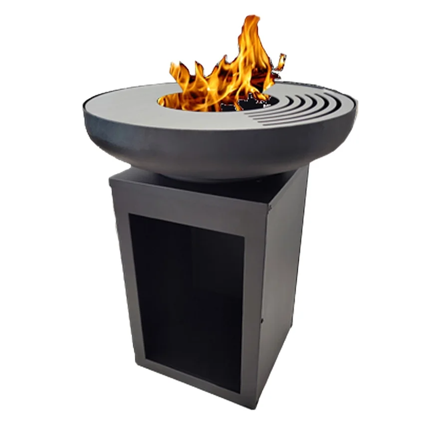 0N Sale Multifunctional Garden Corten Steel Fireplace Metal Fire Pit Outdoor With Log Storage