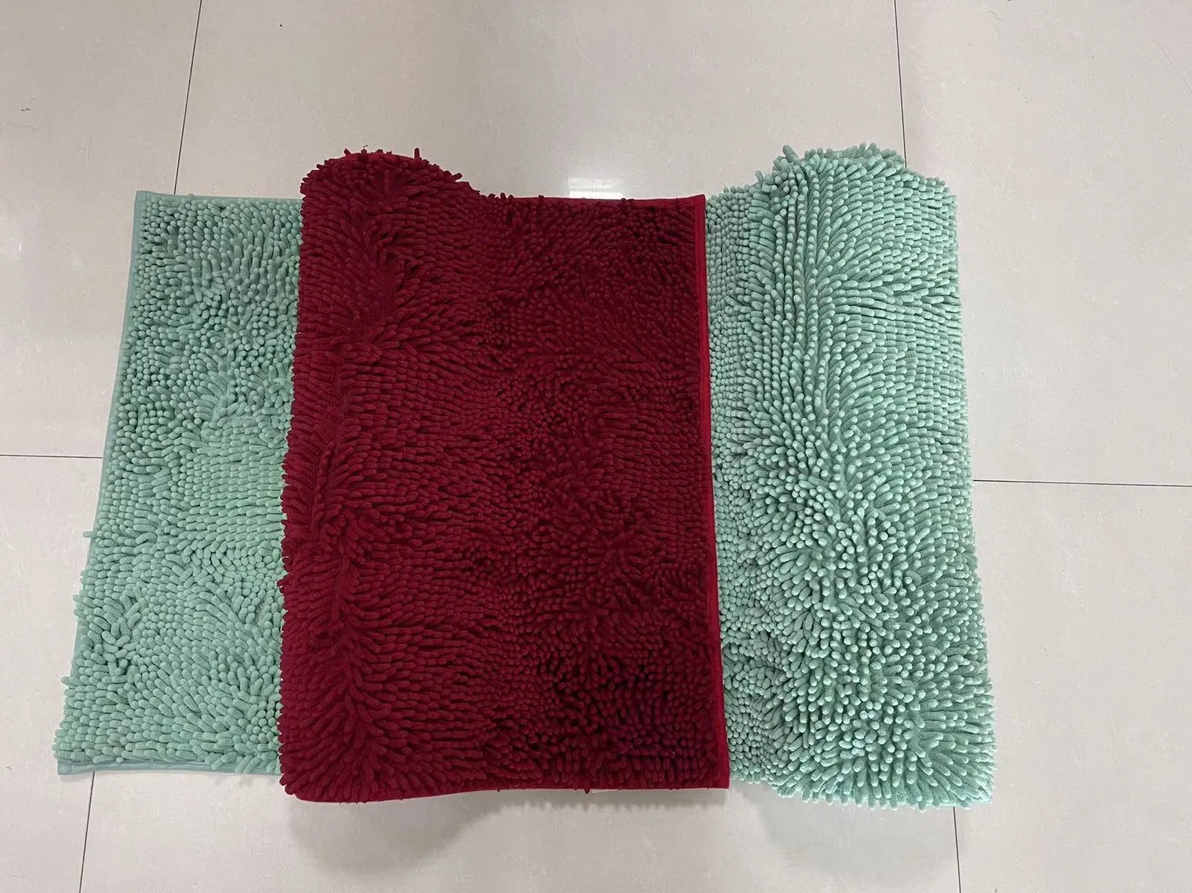 Hot sale TPR back fluffy chenille bathroom rug loop pile cushioned door rug