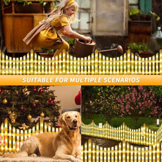 Fence Light Christmas Tree Decoration Outdoor Rail Fence Barrier Stockade Light for Yard Patio Pathway Decoration