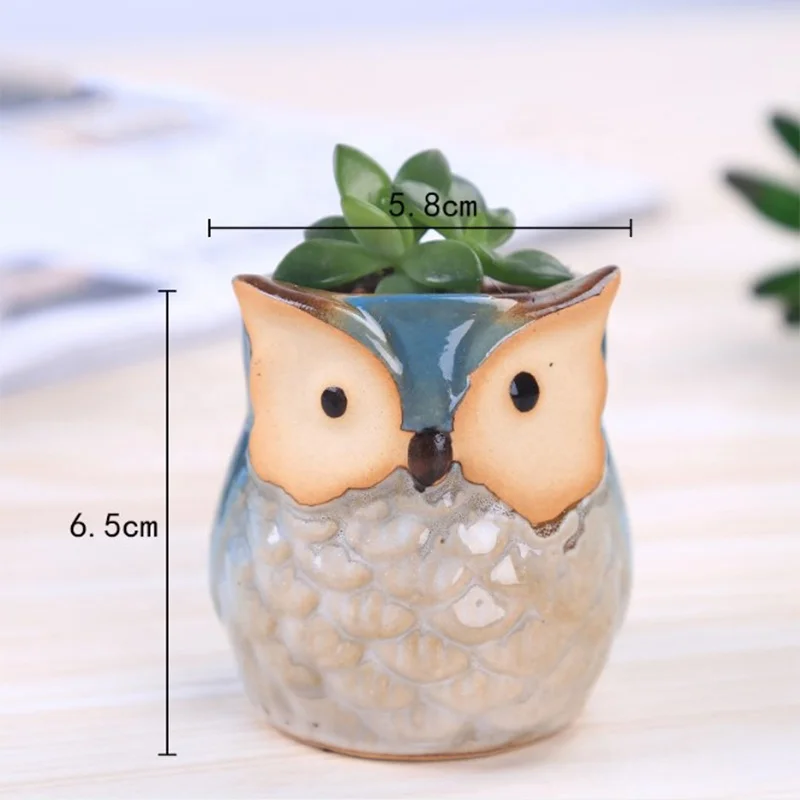 ceramic mini  owl porcelain flower pot planter for home decoration
