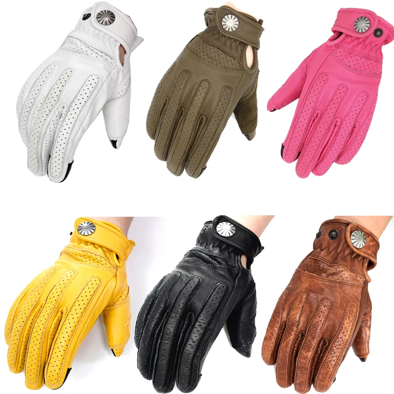 uglybros Motorcycle Gloves Short Vintage Leather Drop Protection Gloves  touch screen Riding Gloves