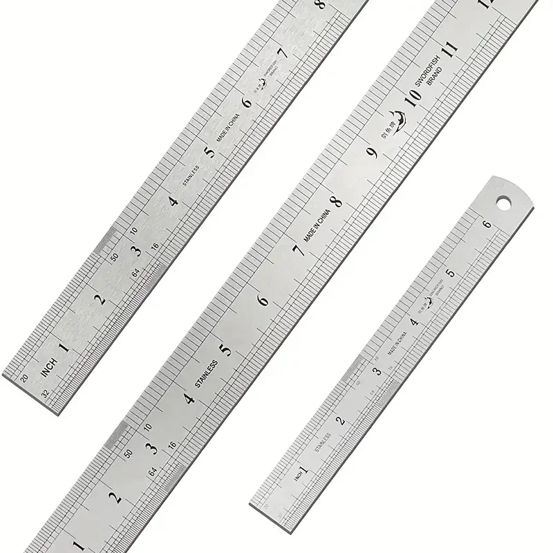 Factory Wholesale Ruler Set Of 3 Pack 6 Inch, 8 Inch And 12 Inch Stainless Steel Metal Rulers For Home School Office Daily Use