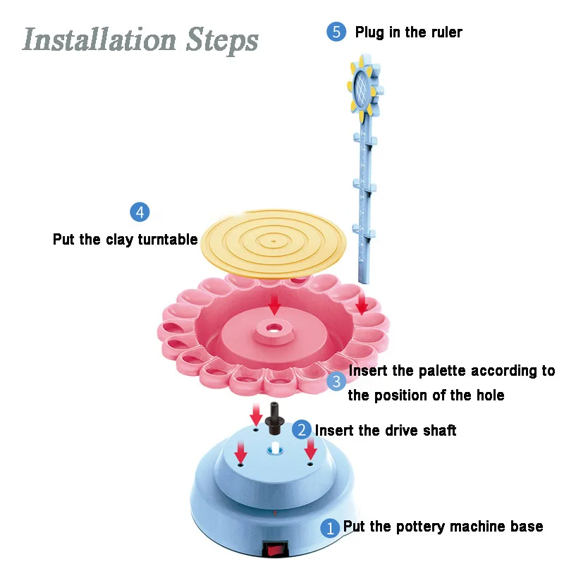 DIY Educational Toys Kids Automatic Pottery Clay Drawing Toy Child Pottery Wheel For Clay Machine Painting Play Clay Pottery Toy