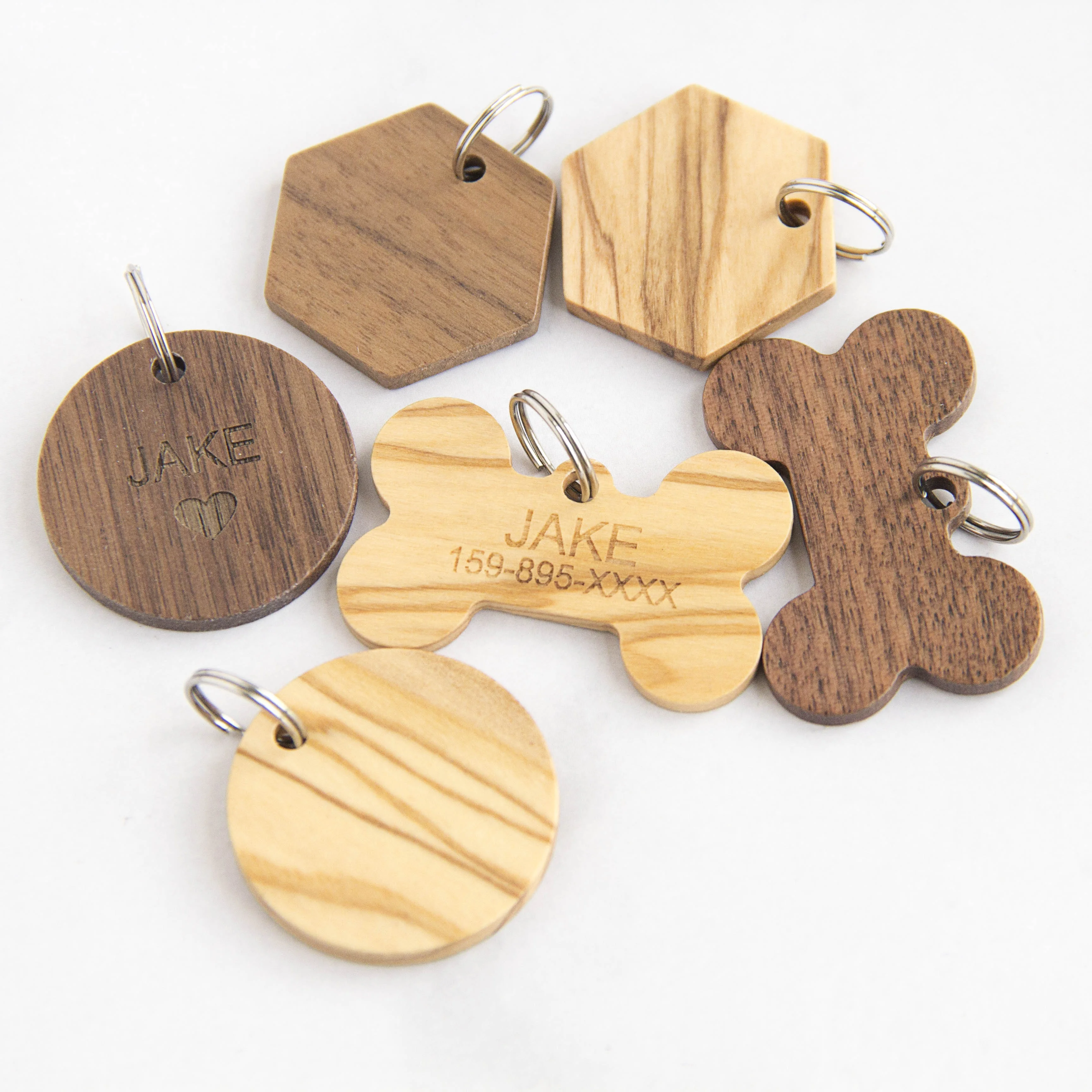 Laser Blanks Wooden Dog Tag for Pets Collar Dog Name Tag Engravable