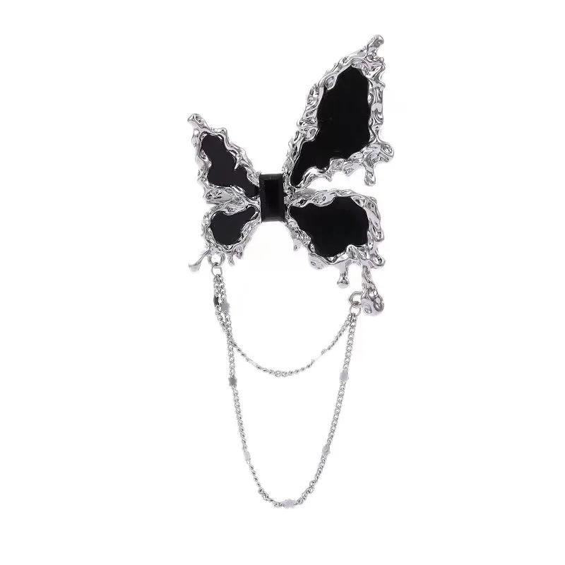 High-End Pearl Brooch Pins Fashionable Full Black Butterfly & Angel Wings Niche Personalized Creative Brooch for Weddings