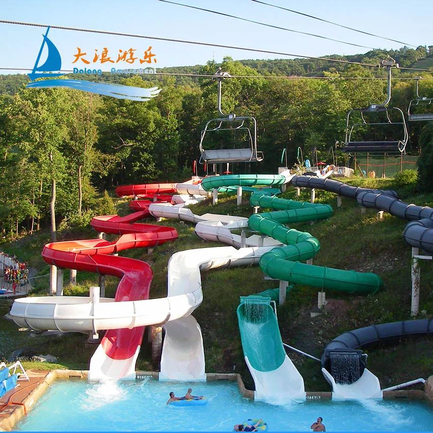 Most Popular Roller Coaster Rides For Water Park Fiberglass Water Slide Customized Factory Price 1 Years Warranty With Pool