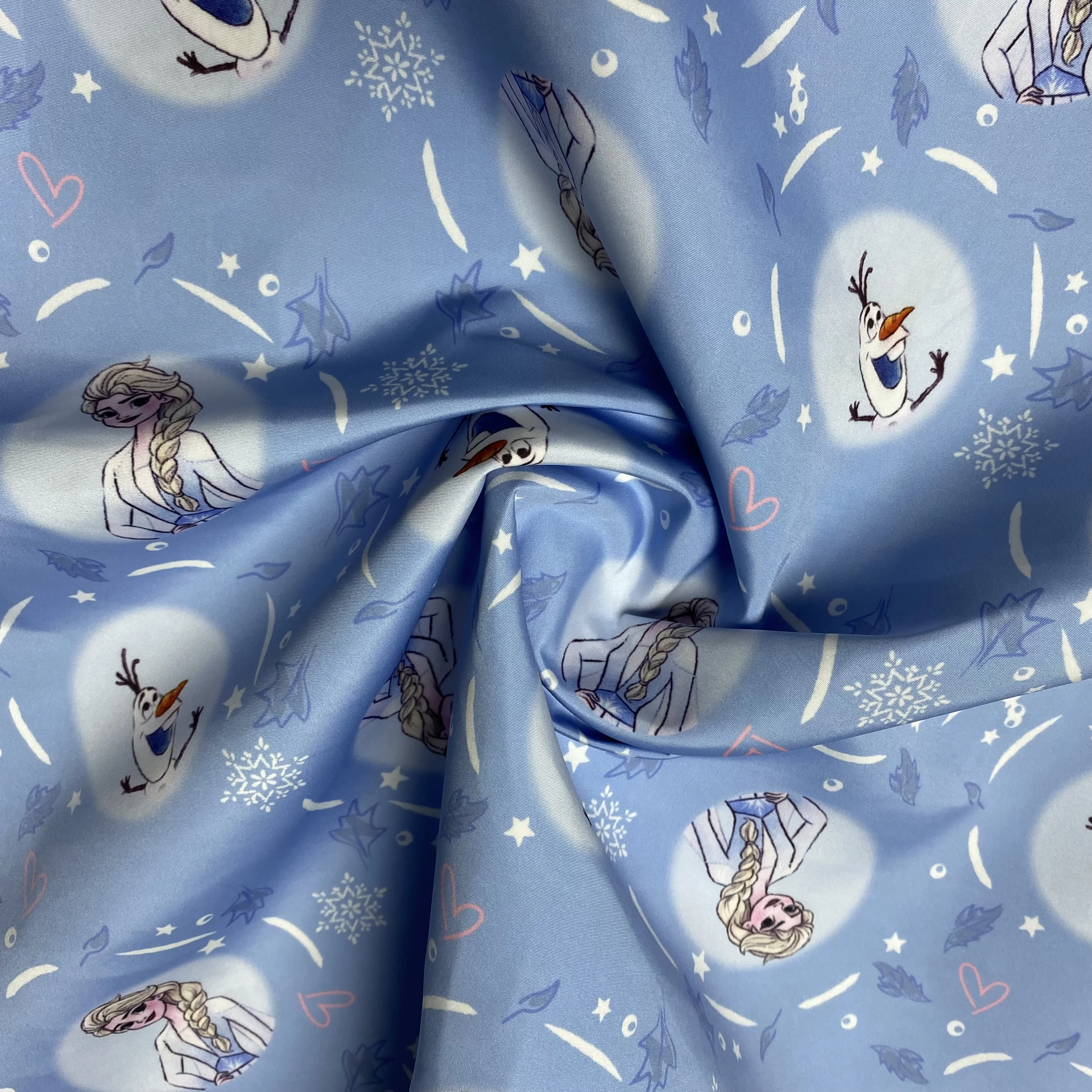 Customized Weft TPM Fake Faux Memory Digital Print 75D*75D Fabric Frozen Anna For Jacket