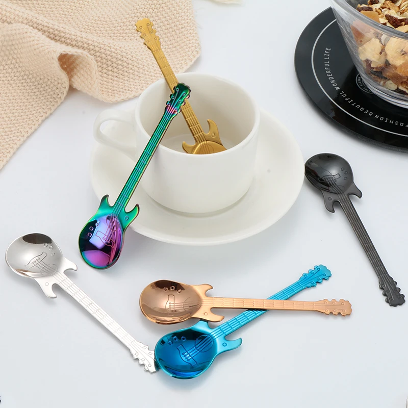 
Instrument Guitar Spoon Stainless Steel Yogurt Honey Candy Coffee Spoons 