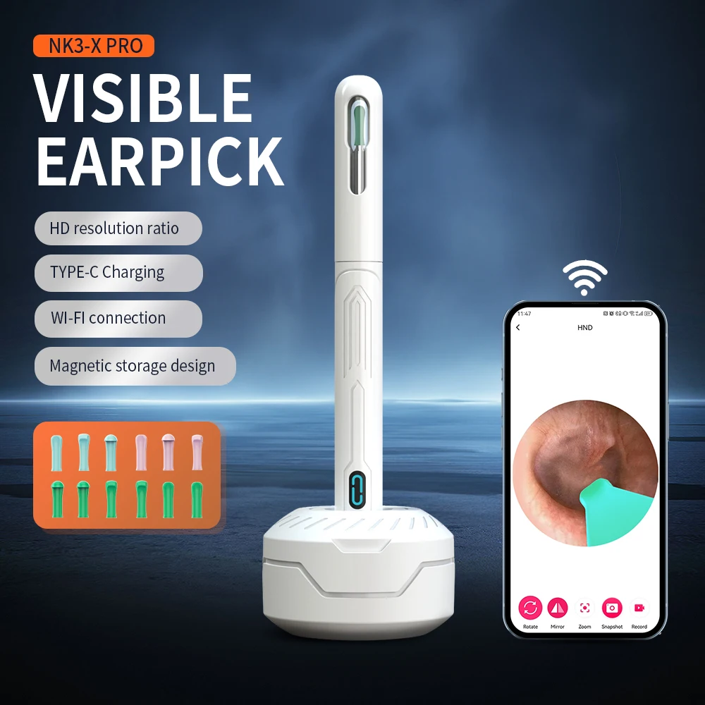 NK3 Pro Ear Cleaner Wireless Ear Wax Removal Tool with Camera LED Light Wireless Otoscope Smart Ear Cleaning Kit Best Gift