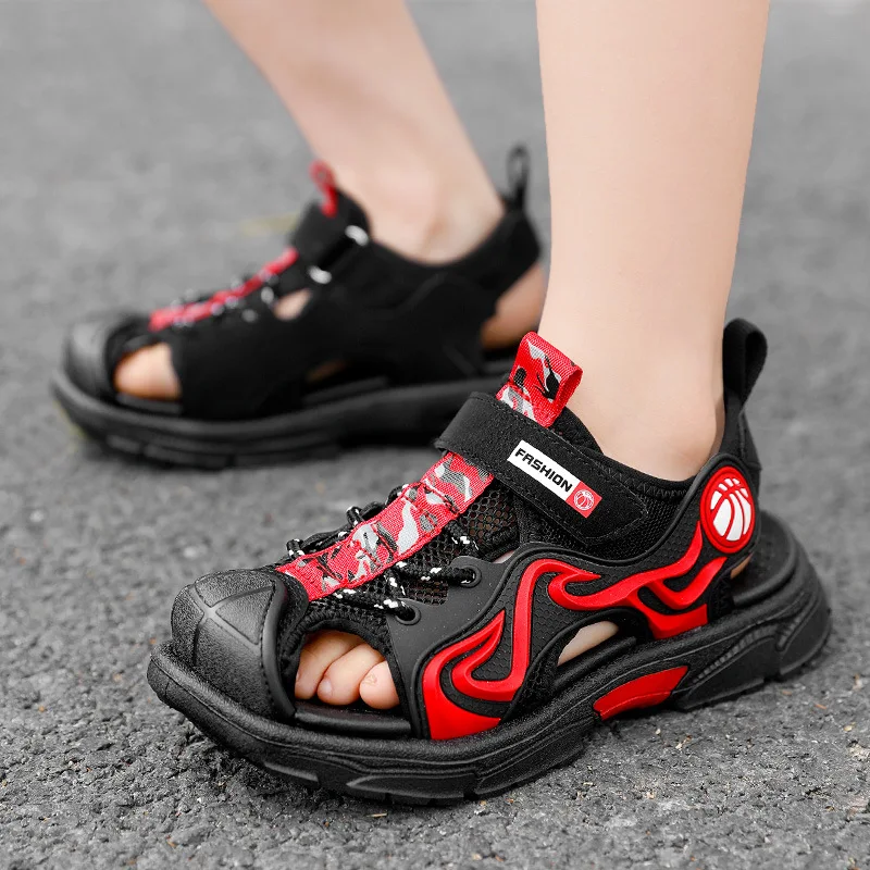 Custom manufacturer factory new style design footwear fashion children basketball sandals sport beach sandals for boys kids