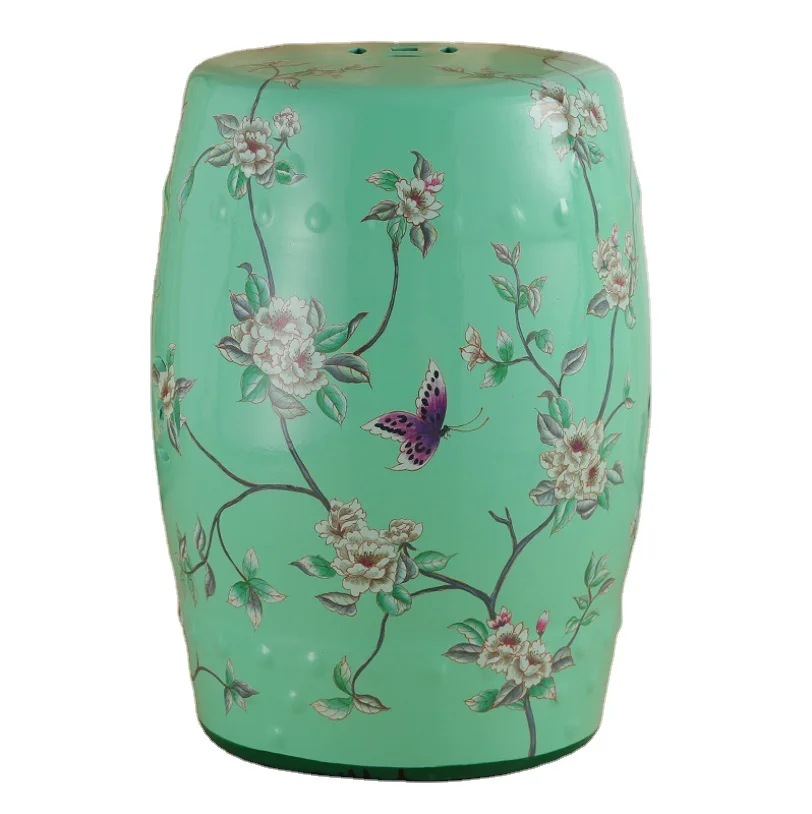 2021 wholesale classical Chinese flower and bird art porcelain garden home decoration decorative gift bar drum ceramic