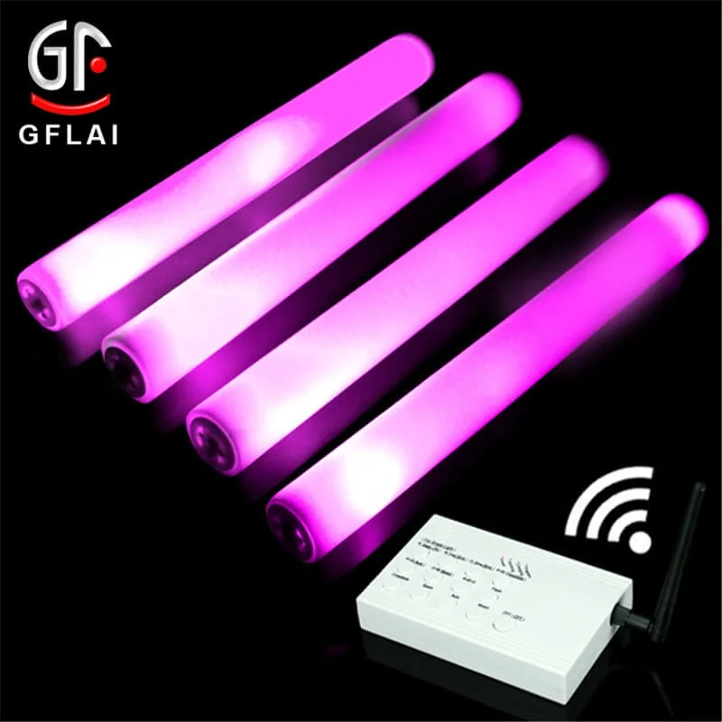 GFLAI Custom Logo DMX512 Remote Controlled Foam Glow Stick for Party Concert Raves Light up Foam Sticks