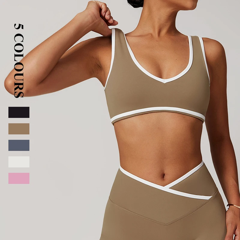 Wholesale Nude Feeling  Sports Bra U-shaped Beauty Back Wide Shoulder Strap Outdoor Yoga Bra