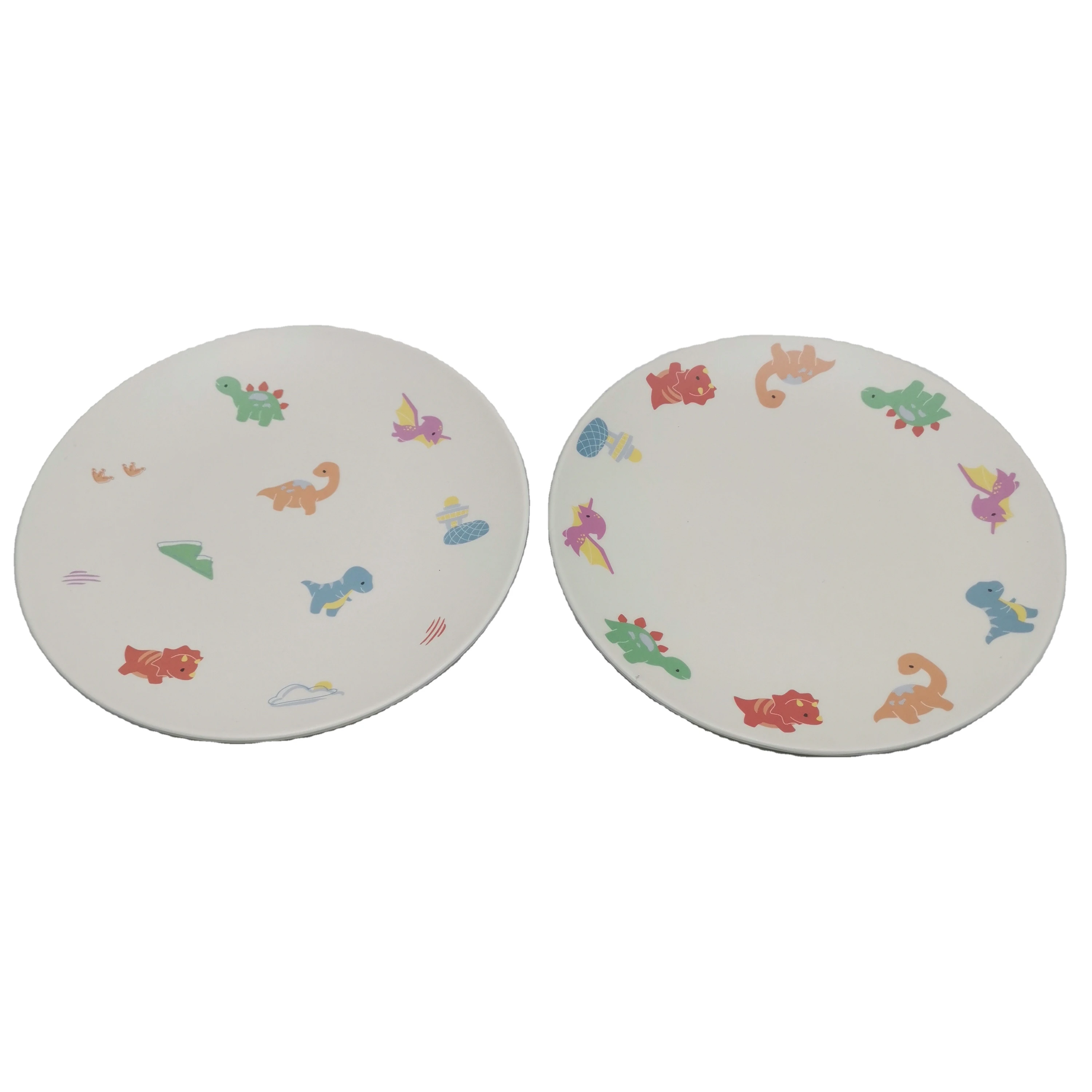 Simple Design Support dinosaur printed Customize Melamine Bamboo Fiber Plates and Dishes For boys