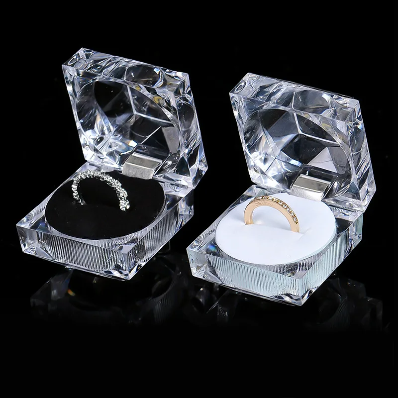 Hot Sale Transparent Jewelry Package Box Acrylic Ring Earring Wedding Jewelry Storage Packaging Gift Box