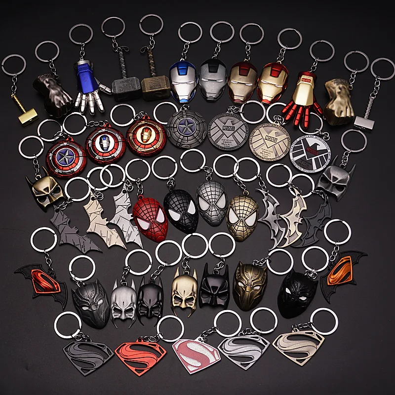Hot Sale Popular High Quality Gift Toy Spider Man Iron Man Anime Marvel Llavero Avengersss Metal Boy Keychains