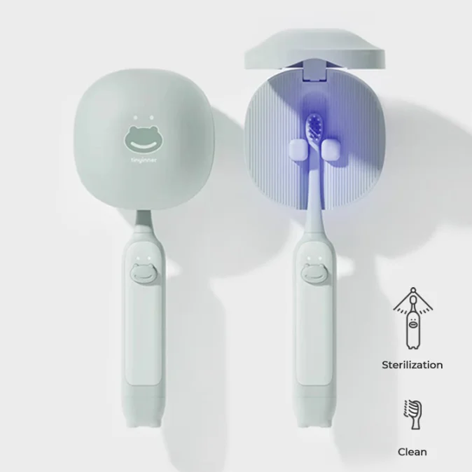 Dupont Silicone kids Toothbrush Sterilizer Kids 2 in 1 Wall Mount Gift Box For 5-12 Kids IPX7 Electric Smart Toothbrush