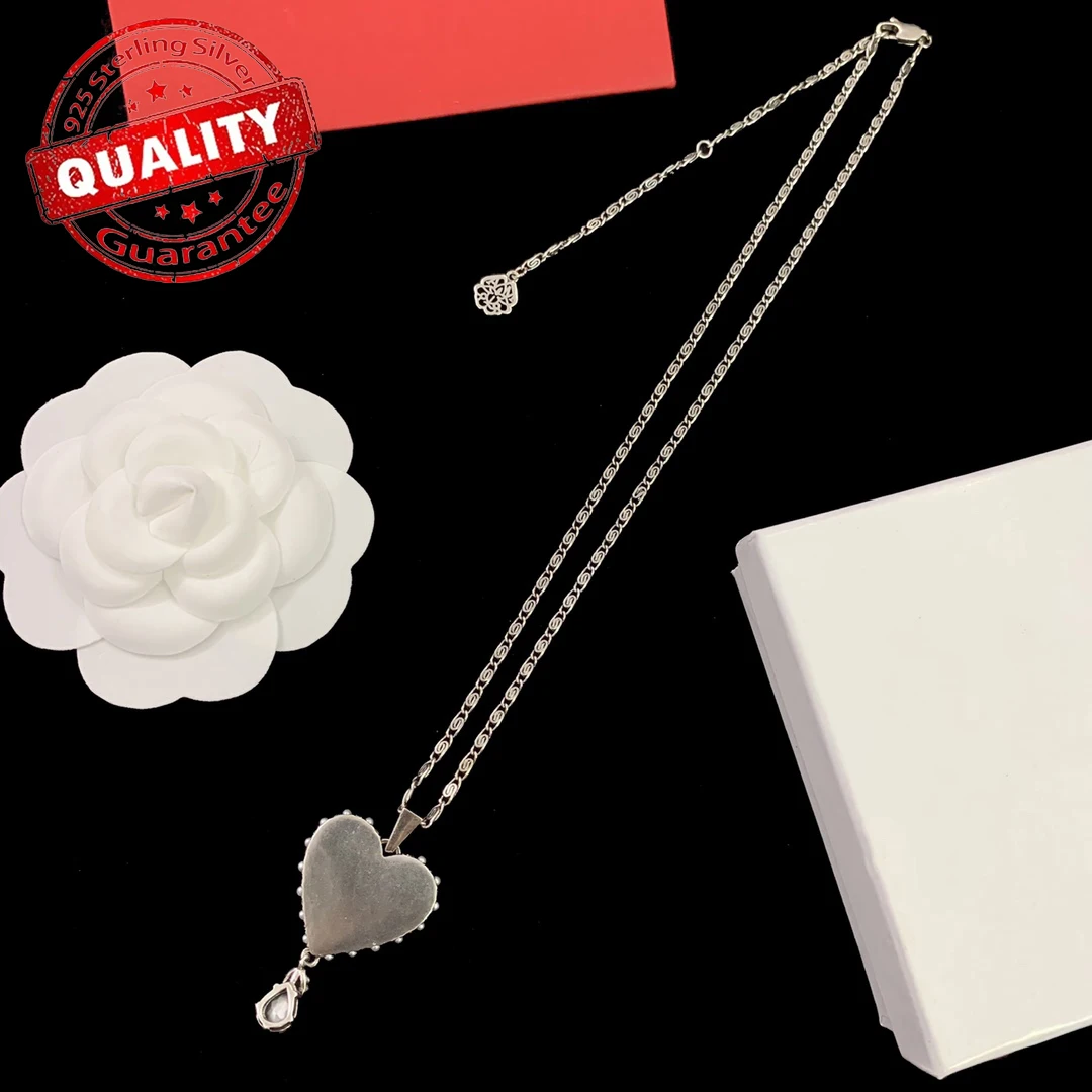 Alexanderxx McQueens New Product Direct 925 Silver Love Tassel Zircon Pendant Necklace Girlfriend Gift Jewelry