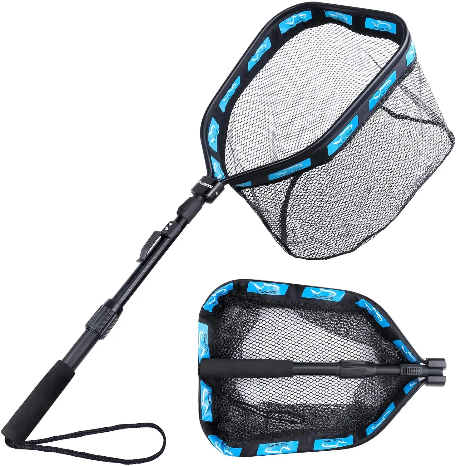 Aluminium Alloy Folded Hand Catch and Release Net  Fishing Tackle Fly Landing Rubber Fishing Net Floating Fishing Net